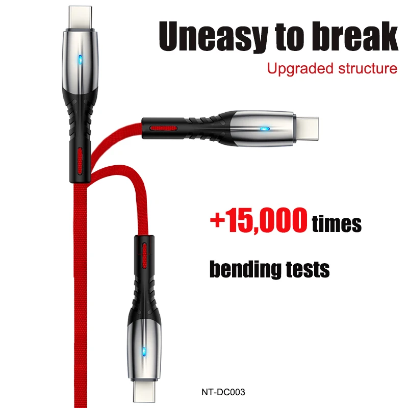 

2020 NEW type c fast cable 3A zinc alloy fast charging cable 1M LED light usb cables 3.0 fast chargers for Mobile phone