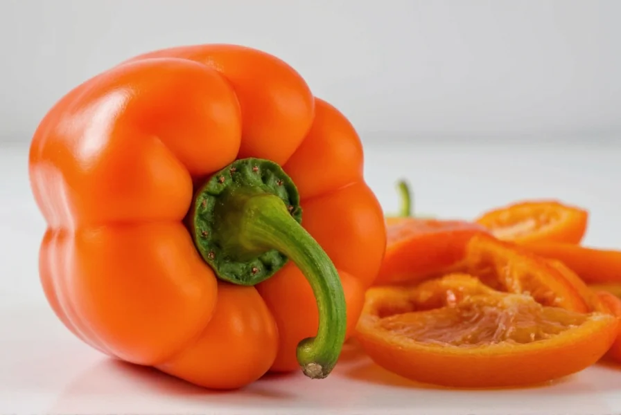Close-up of red and yellow Costeño peppers side by side