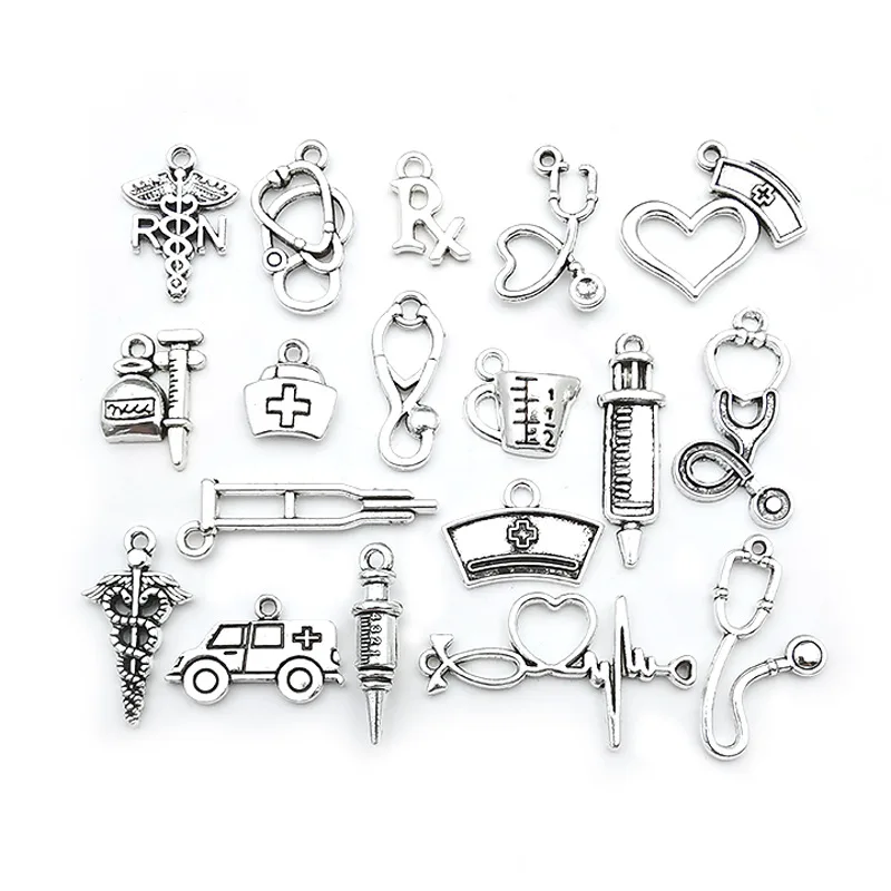 

72pcs DIY fashion medical logo heart alert charm pendant jewelry maing