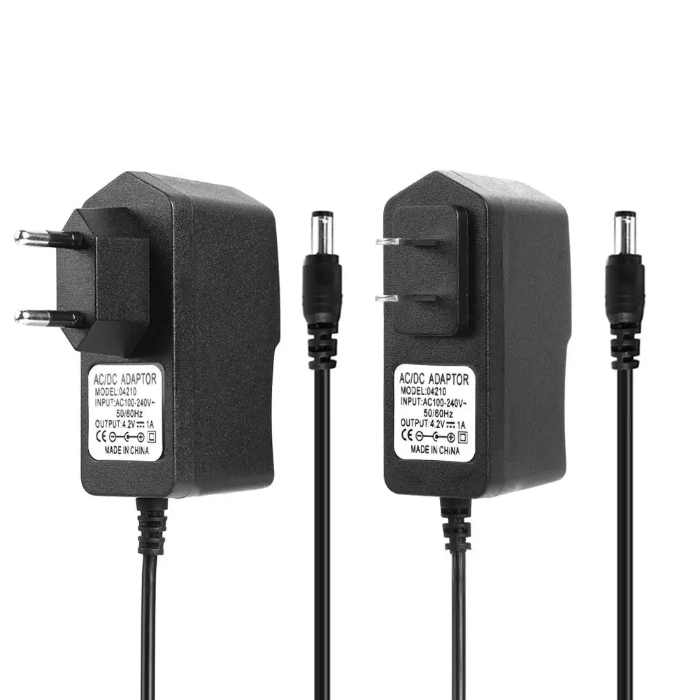 

18650 Lithium Battery Charger Plug AC 110-240V to DC 4.2V 8.4V 12.6V 16.8V 21V 1A 2A Charger Adapter Power Adapter, Black