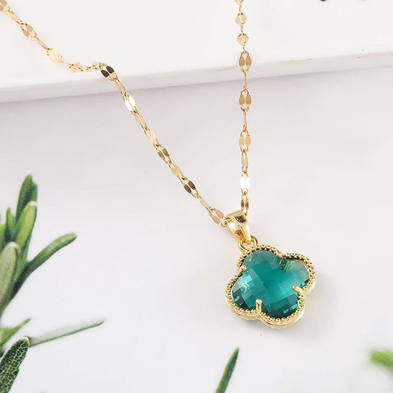 

Fashion Lucky Clover Necklace Delicate Agate Pendant Original Buckle Female Jewelry Necklace