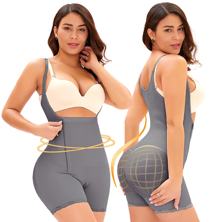 

New design plus size woman side zipper slimming shaping breasted one piece abdomen butt lifter body shapewear