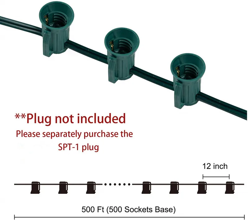 Gy Commercial C9 1000ft E17 Empty Socket Spool - Buy Light Sockets ...