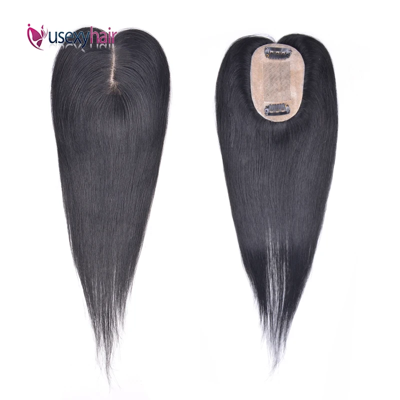 

6x9cm Silk Base Top Hairpiece Virgin Clip In Hair Topper for Thinning Hair Natural Black Womens Human Hair Topper