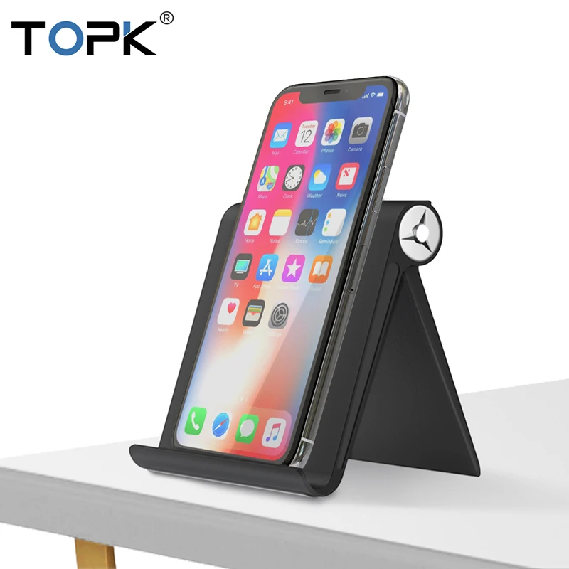 

Free Shipping TOPK D08 ABS Material Non-slip Foldable Mobile Phone Holder, Black / white