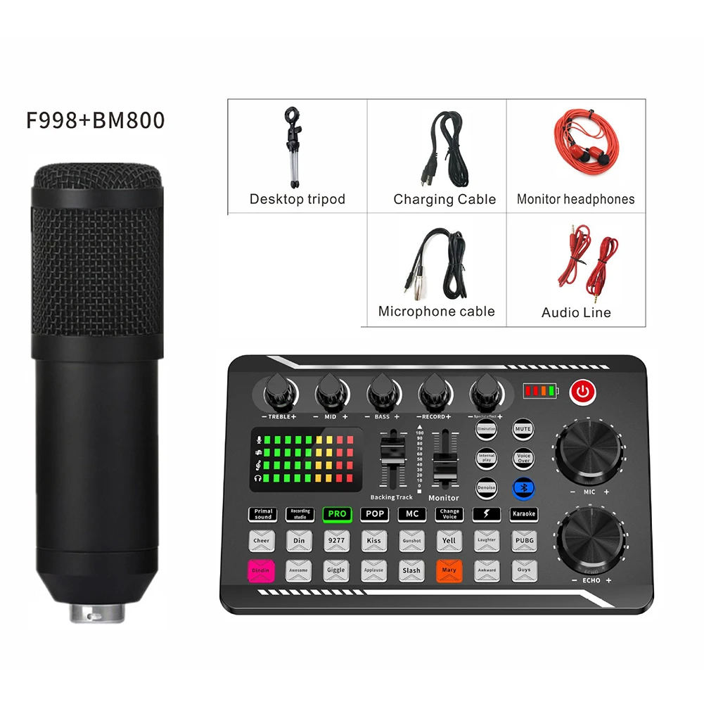 

Interface Channel Board Console Desk USB BT (desktop stand) Power Stereo with wireless microphone Sound Card Audio Mixer