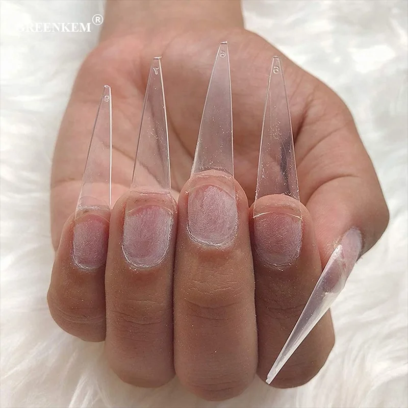 

Refill size 4.5.6 mixed 600tips/bag Clear False Artificial Fingernails tips long Stiletto refill Nail Tips, Clear natural