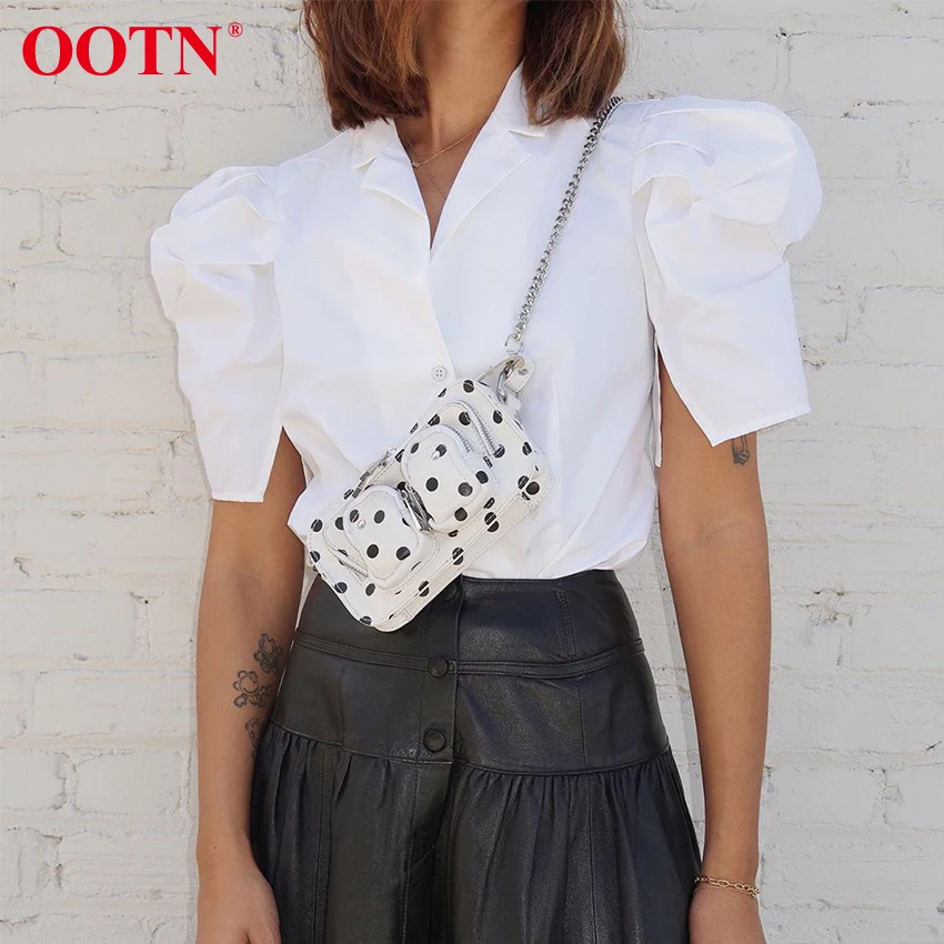 

OOTN Solid Short Sleeve Shirt Female Tunic White Puff Sleeve Womens Tops And Blouses 2020 Fashion Spring Summer Blouse Ladies