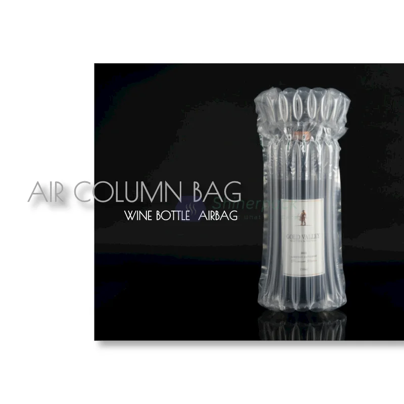 

Factory Custom Inflatable Shockproof Packaging Bubble Film Roll Buffer Cushion Air Column Bag For Protective Wine Bottles