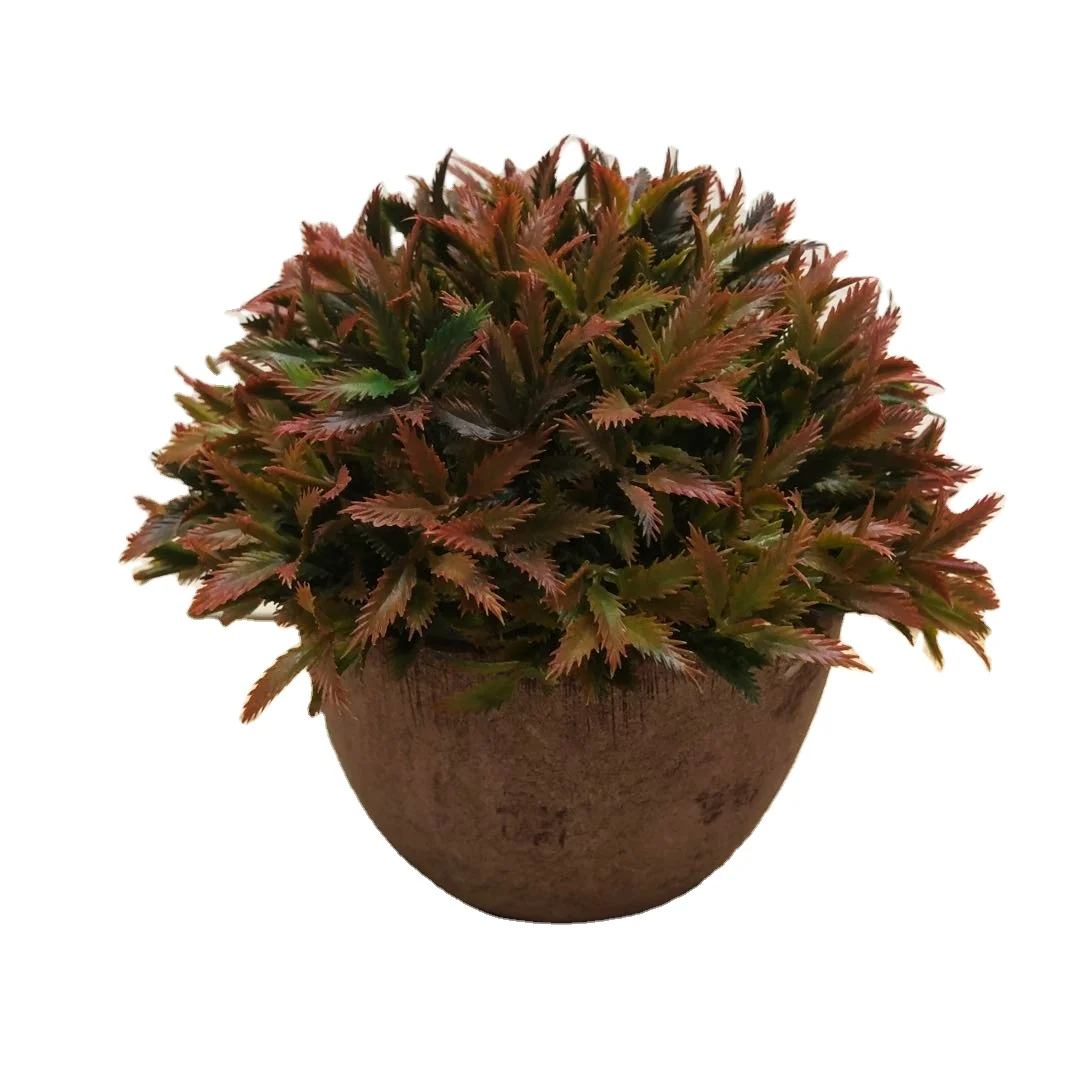 

The gold supplier makes mini artificial potted plants, which are decorated with small semi-circle grass miniascence in four seas, Customized