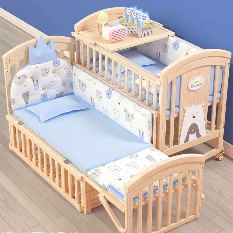 2018 New Type Full Size Baby Solid Wood Pine Twin Cot Bed