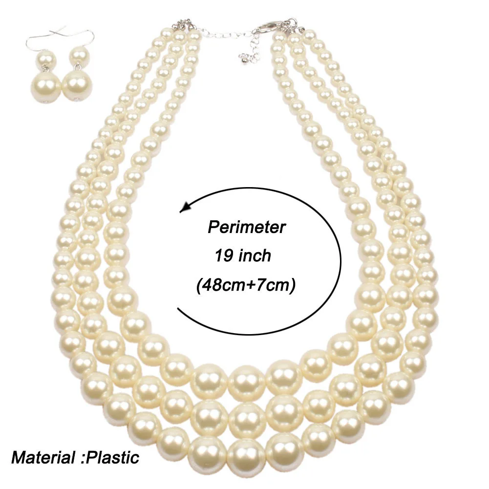 

Custom Vintage Faux Layer Wholesale Wedding Hawaiian Women Bridal Earring And Necklace Bracelet Shoulder Long Pearl Jewelry Set, Mix color