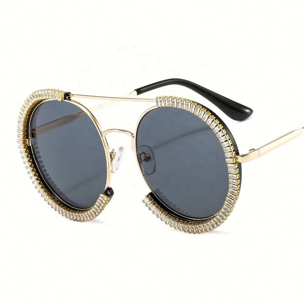 

New Round Diamond-studded Sunglasses Stylish Ring-shaped Rhinestone Eyewear, Colors
