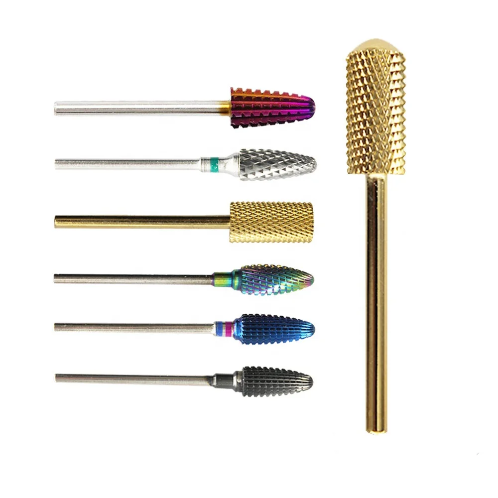 

5.0mm/6.0mm Small Barrel Smooth Top Bits - Safety Bottom Gold Coating nail bit drill Wholesale 2.35mm carbide nail bit, Black,silver,gold,blue,purple