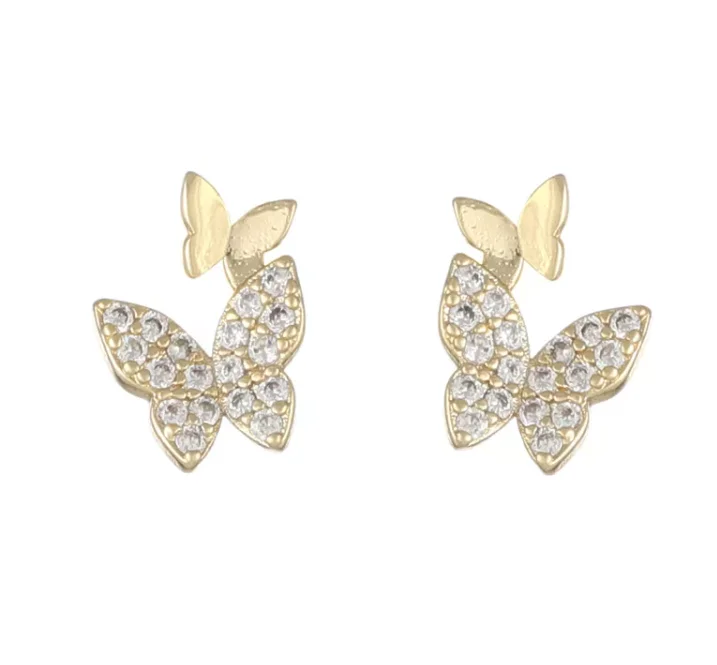 

Wholesales elegant Jewelry 18K Gold Butterfly Stud Earrings For Women