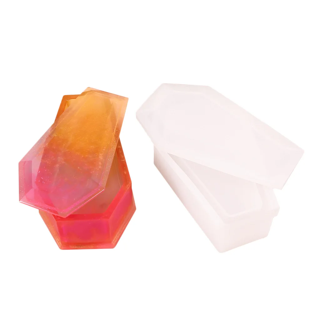 

Coffin storage box silicone mold DIY zombie Vampire Series jewelry box silicone mold, White