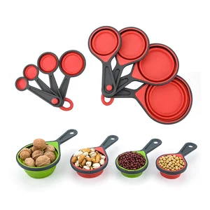 Image of 4 PCS Professional Collapsible Silicone Measuring Cup Set with Comfortable Handle