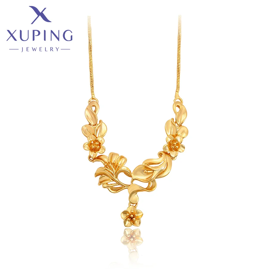 

X000755558 Xuping Jewelry Exquisite Elegant Fashion Jewelry necklaces 24k Gold Color Charming Flower Style Women's Necklace