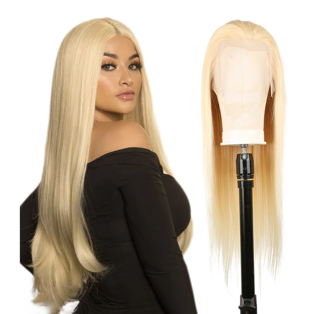 

Wholesale Brazilian Short Straight 100% Virgin HD 40 inch Lace Front Wigs Blonde 613 Full Vendors Men Headband Wig Human Hair