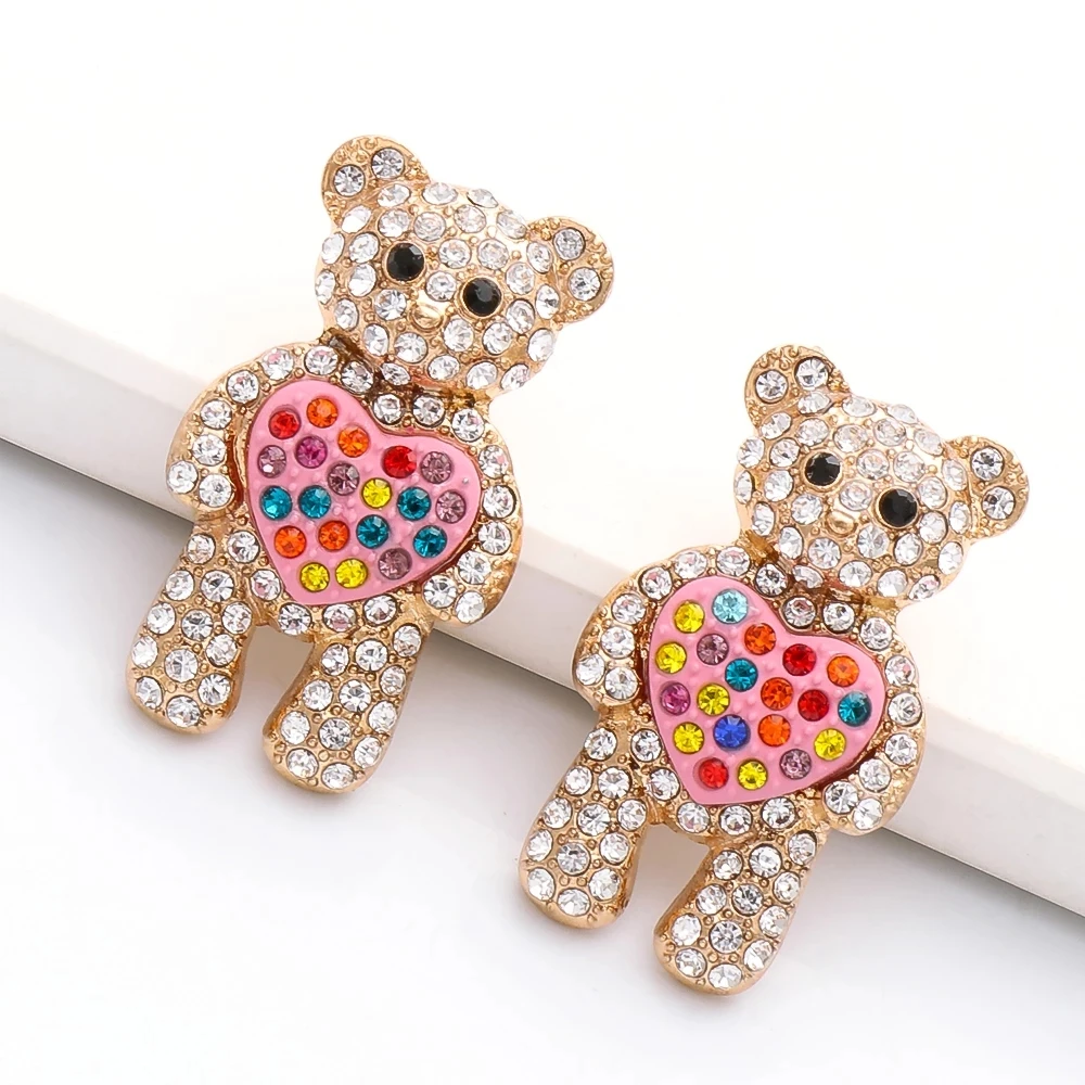 

Rhinestone Cartoon Animal Bear Cute Earrings Jewelry Accessories Ear Ring New Gummy Bear Crystals Drop Dangle Earrings for Women, Many colors fyi