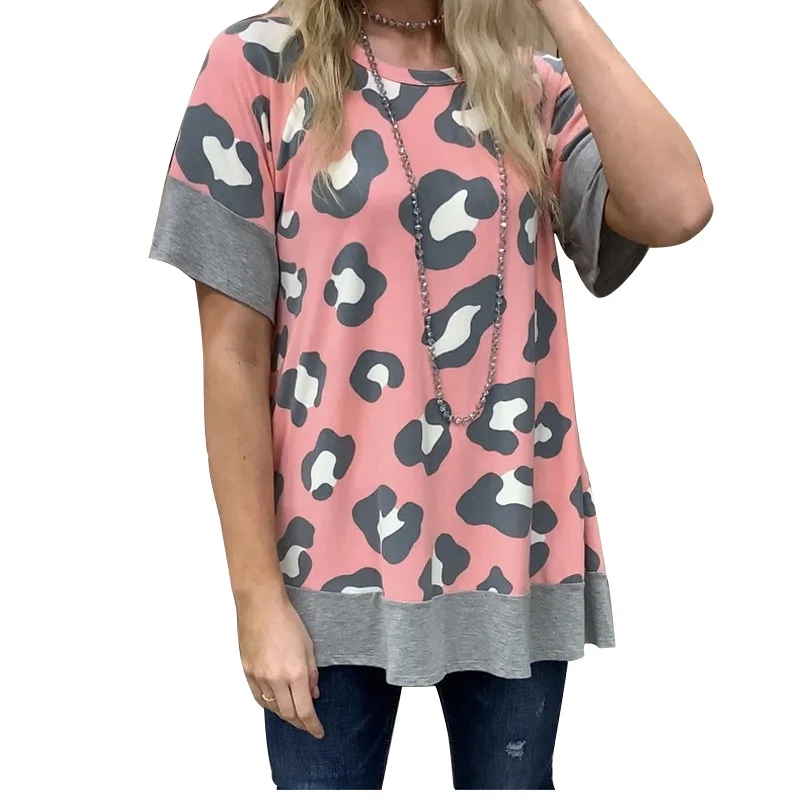 

2021 newly leopard printed patchwork blouse women tops fashionnable clothing top