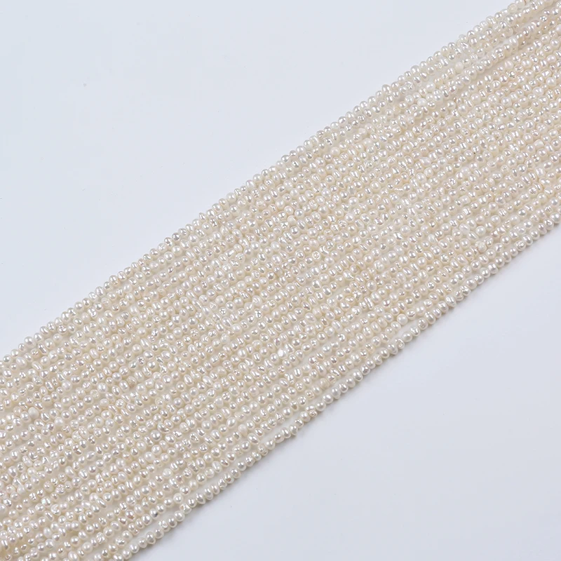 

2.5-2.8mm Natural White Real Loose Beads Freshwater Potato Pearl Strand, White(customized)