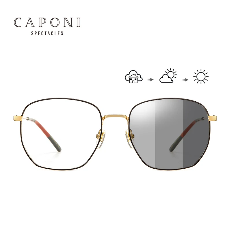 

CAPONI Factory Wholesale Metal Frame Optical Photochromic Glasses With Blue Light Blocking