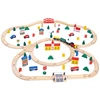 New style hot sale wooden train track set 100pcs Solid wood vehicle train track set for kids