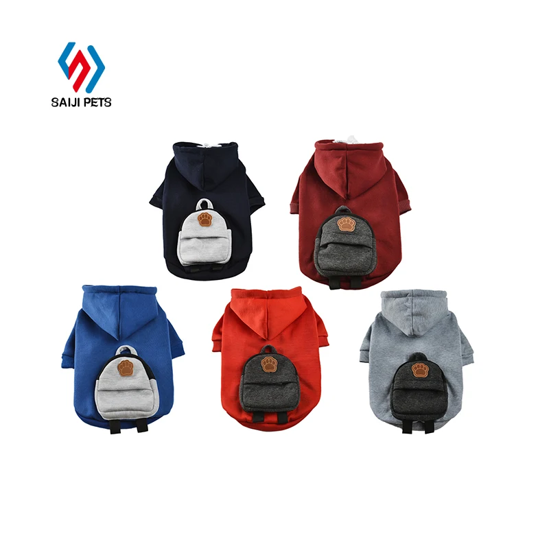 

Saiji customized logo eight different colors pet coat soft single faced velvet 4xl spring sweaters dog clothes with backpack, As shown/customized