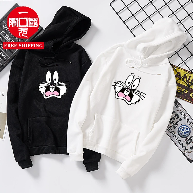 

Pink Leopard Sweater Women's Loose Korean Lovers' Fall Winter Hoodie Loose Korean style couple outfit for fall winter