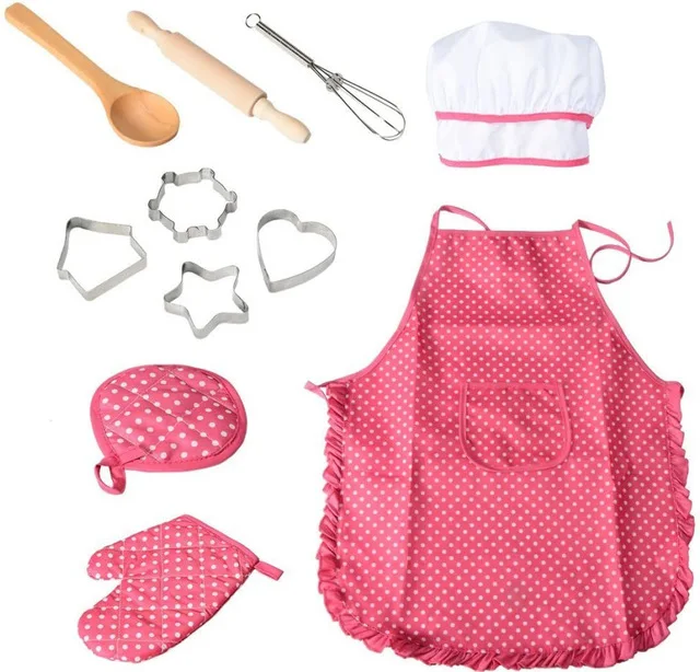 

USSE Hot Selling Baking Set For Boys and Girls 11 pcs cake decorating Kids Apron Chef Hat Cooking Kids Baking Kit