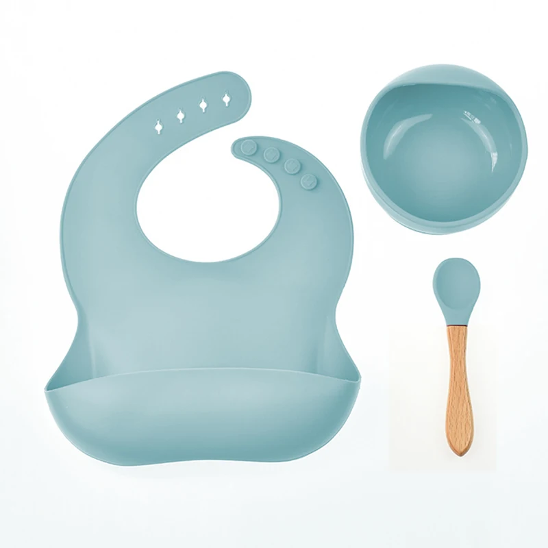 

C'dear Dropshipping Wholesale Customized BPA Free Waterproof Baby Silicone Bib Feeding set Supplies//, Pictures