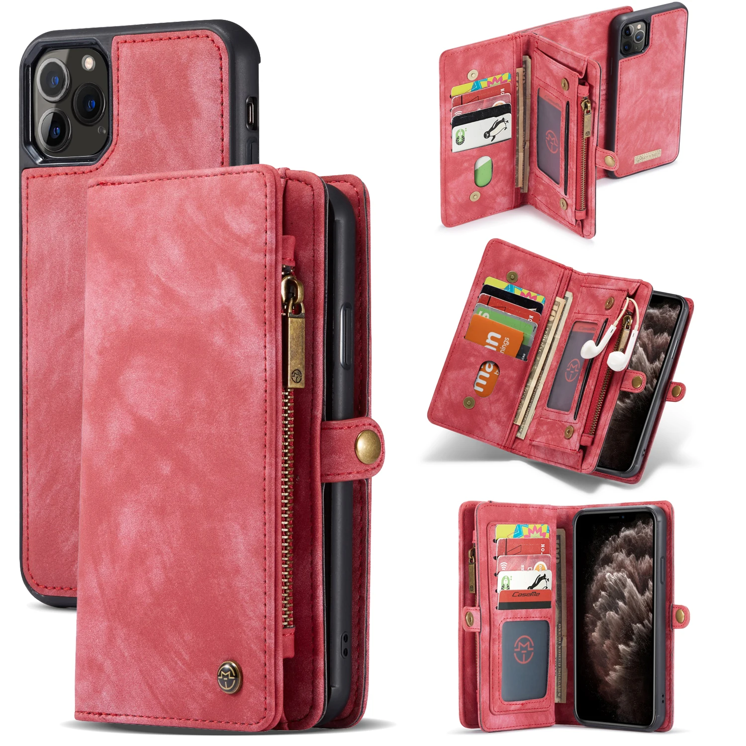 

CaseMe Real Custom Logo PU Leather Wallet Phone Case Card Slot For Iphone 6 7 8 X XR XS Max 11 Pro Max, Multi