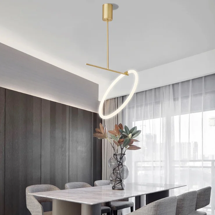 Light luxury style carbon steel silica gel dining room bedroom study room minimalist chandelier