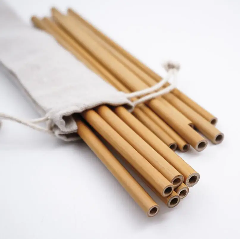 High Quality Laser Custom Private Label logo 100% Natural Degradable Bamboo Straw for Drinking