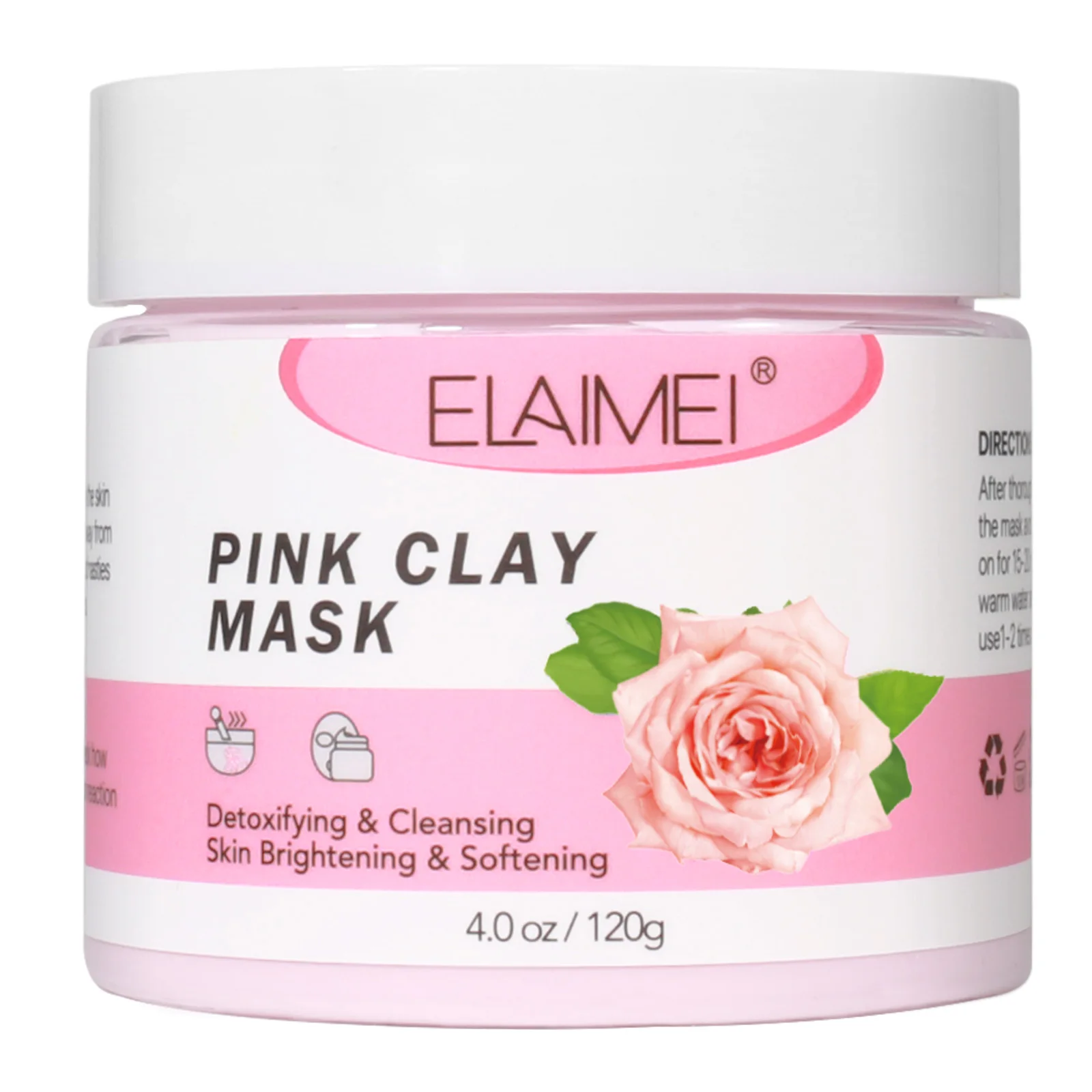 

ELAIMEI Natural Skin Care Pink Rose Beauty Organic Mud Facial Mask Moisturizing Deep Cleansing Detoxifying Face Clay Mask