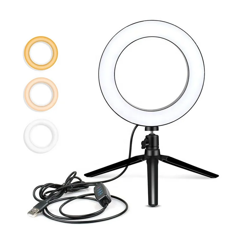 

6 Inch Selfie Makeup Video Photography LED Ring Light with Compact Desktop Tripod Stand