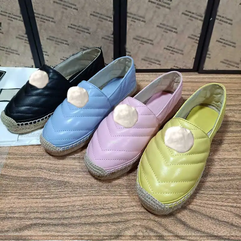 

New Famous Style Fashion leather women girl Espadrilles Flat Shoes Summer Loafers Espadrilles double silver metal