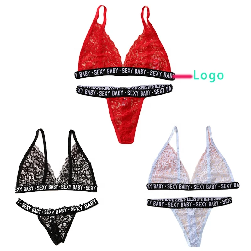 

Custom logo Lace Transparent Ladies Nightwear Lingerie Women Underwear, Red