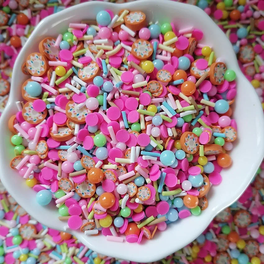 1KG DIY Craft Doughnut Slime Sprinkles Donut Round Chip Dot Acrylic Beads Mix  Polymer Clay  Sprinkles Slices