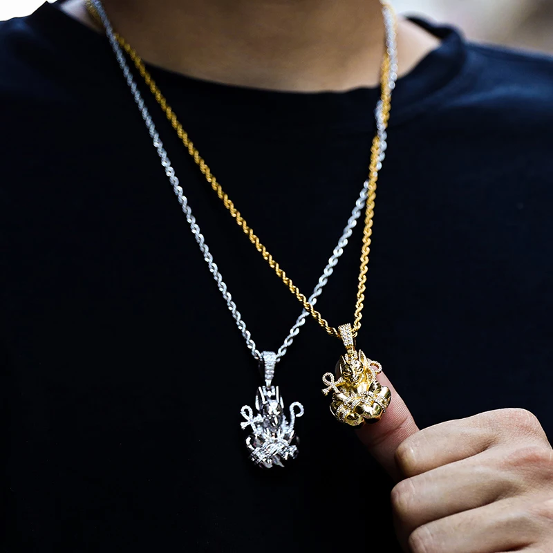 

Hip Hop Anubis Pendant Gold Silver Iced Out Necklace Pendant, As the picture shown