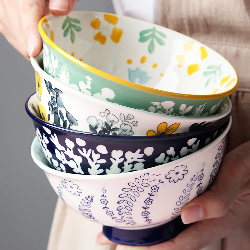 

ceramic tableware sets personalized high quality hand-painting floral green bowl