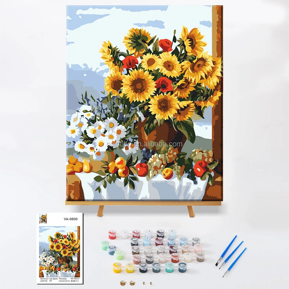 

Paintido Handmade DIY Flowers Wall Canvas Art diy oil painting by numbers sunflower