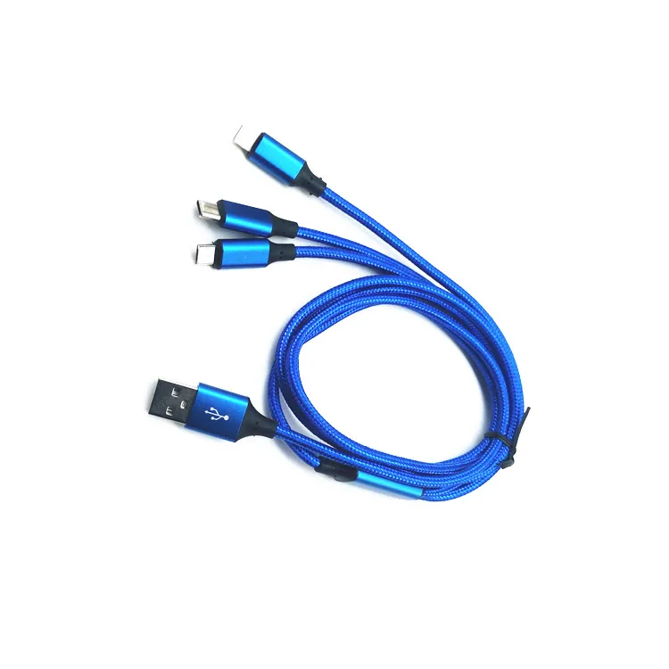 

3 in 1 Electrical usb type c extension cable c type cable quick charge, Blue