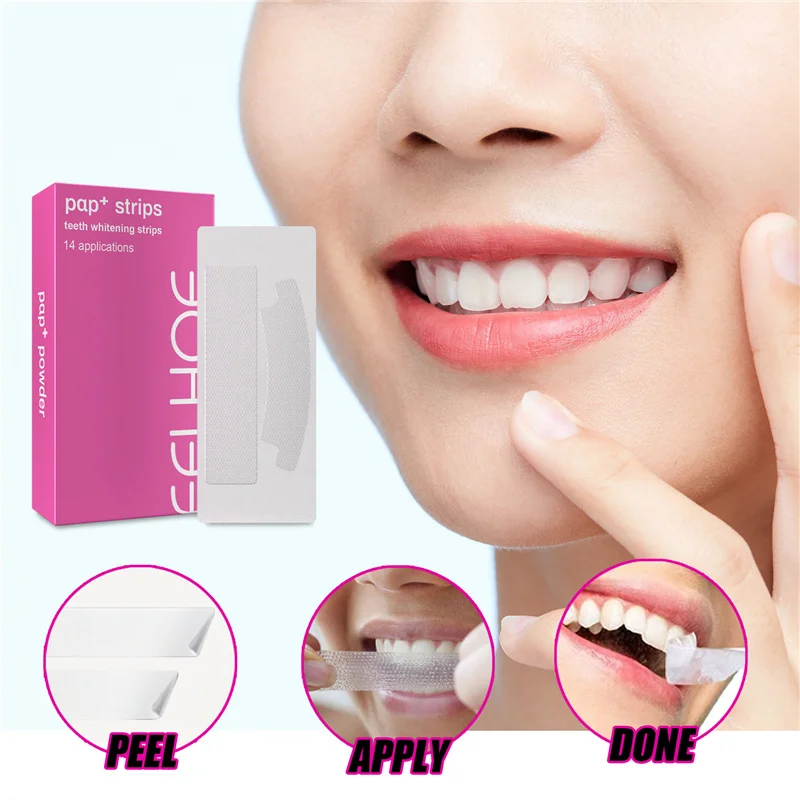 

EELHOE 7pcs 14pcs pap powder stains remover teeth whitening strips 14 applications teeth enamel repairing strips teeth whitening