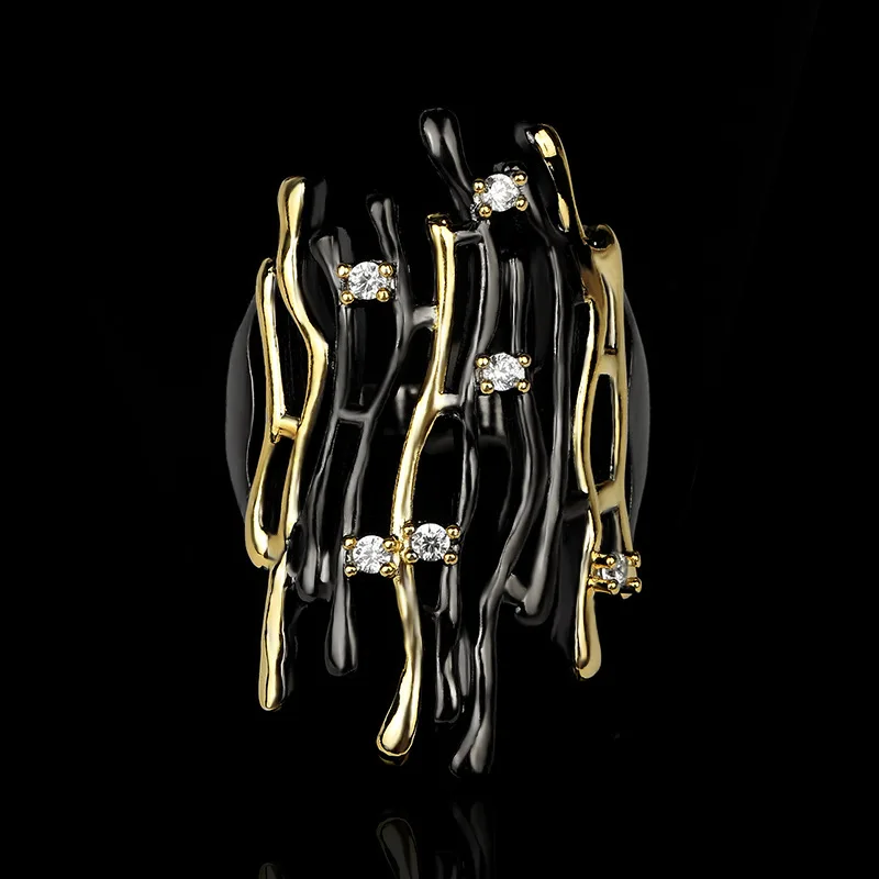 

Creative gothic style KYRA01372 black gun plated hollow 3A Zircon Ring for women