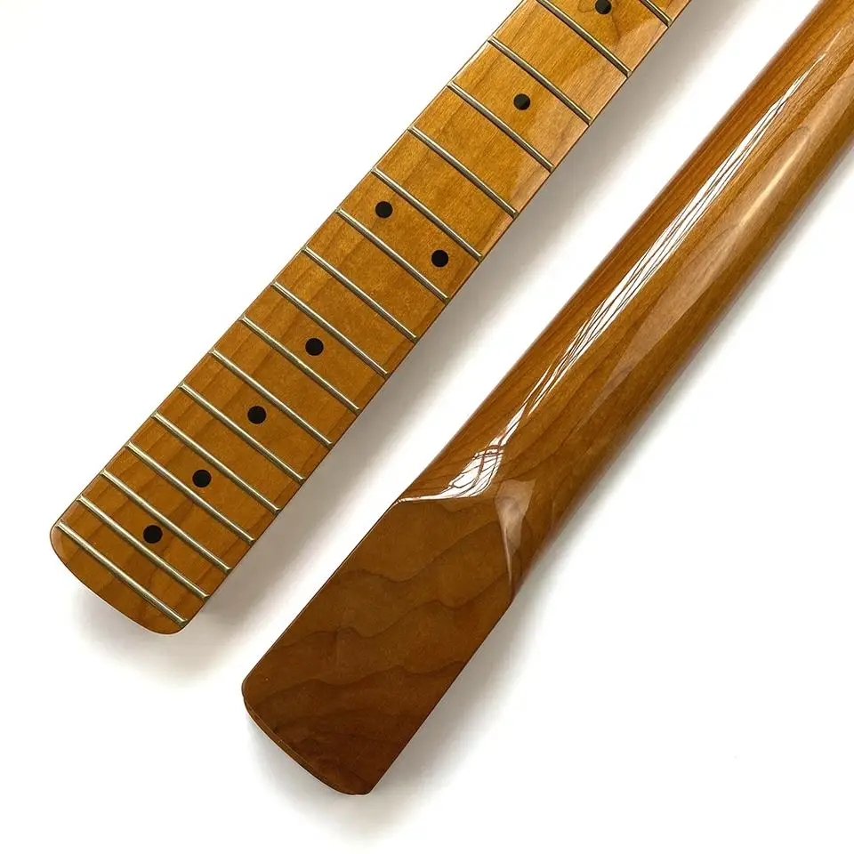 22 Frets Glossy Roasted Maple Neck ST Electric Guitar Neck with Bone Nut for Luthier Guitar