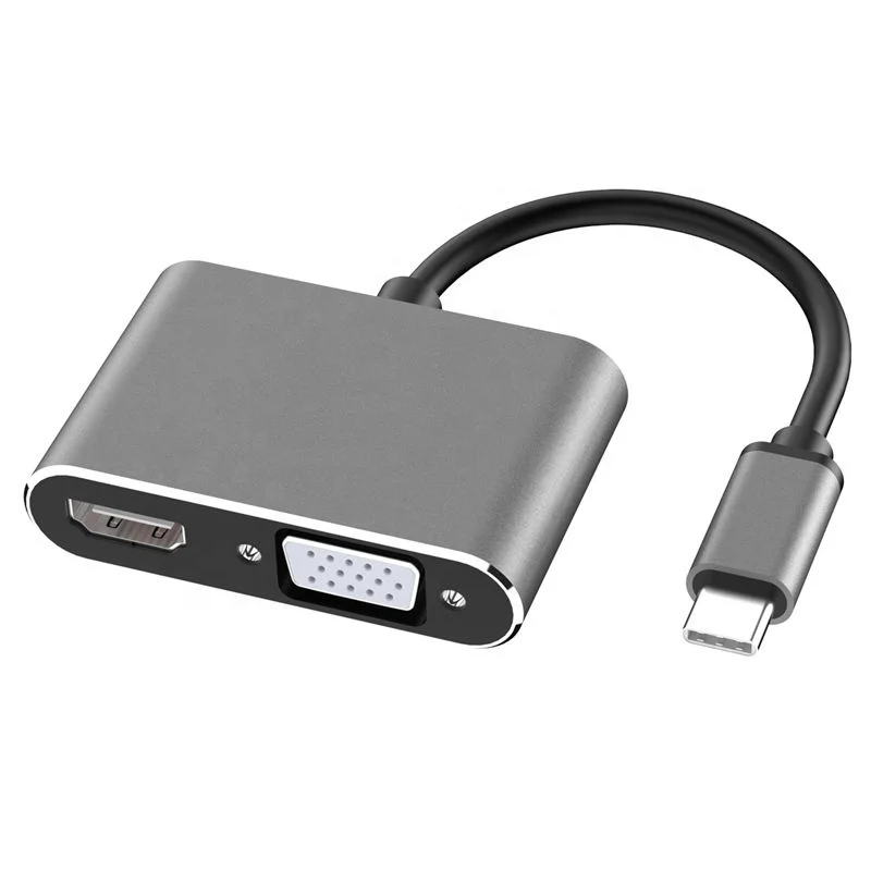 

2 in 1 USB C to for VGA USB Type C to 4K VGA Adapter Hub
