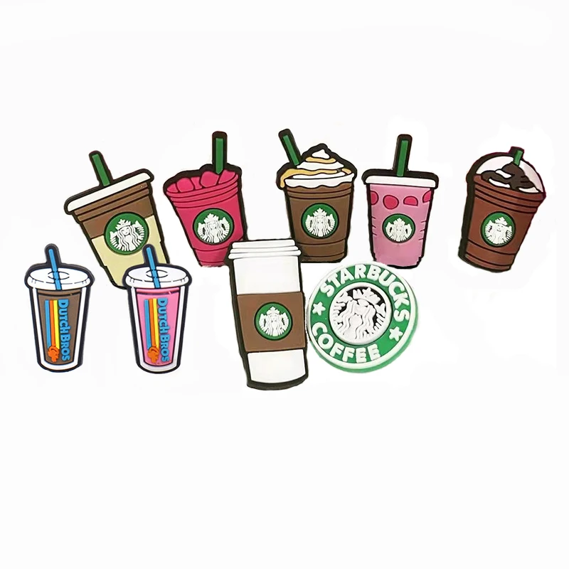 

Soft PVC shoe charms Cartoon PVC Shoe Charm Coffee Cup Clog Charm, As picture