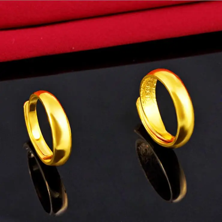 

couple rings 24k gold ring sporty women wedding lovers rings for party Gift solid gold opening free shipping